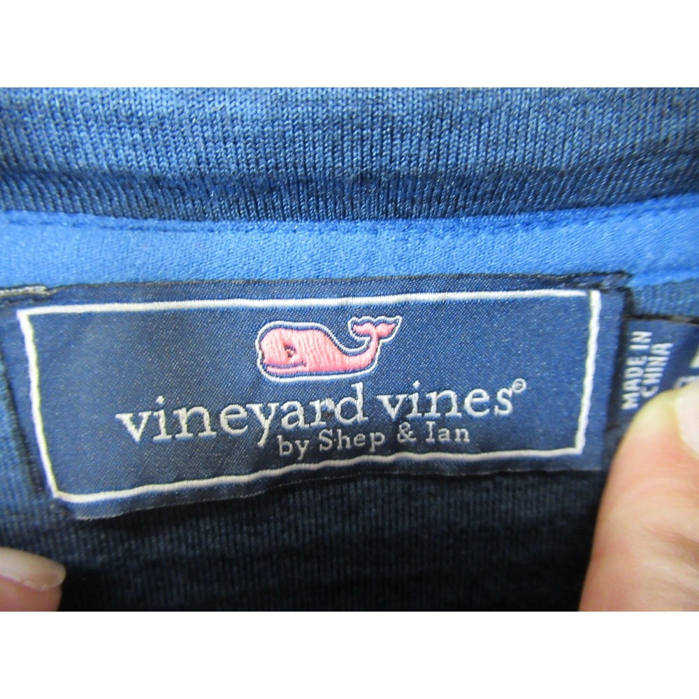 Vineyard Vines Grid Fleece 1/4 Zip Pullover Boys L 16 Blue - Picture 4 of 7